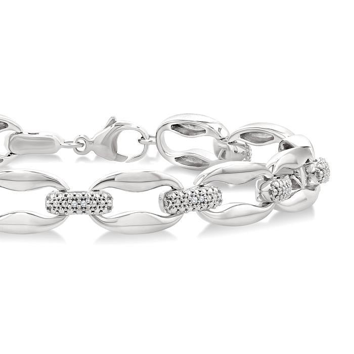 Silver Bold Link Diamond Fashion Bracelet