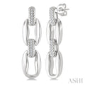 1/10 Ctw Round Cut Diamond Oval Shape D-Link Bold Fashion Earrings in Sterling Silver