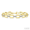 1/10 Ctw Bold Link Round Cut Diamond Fashion Bracelet in Yellow Gold Vermeil