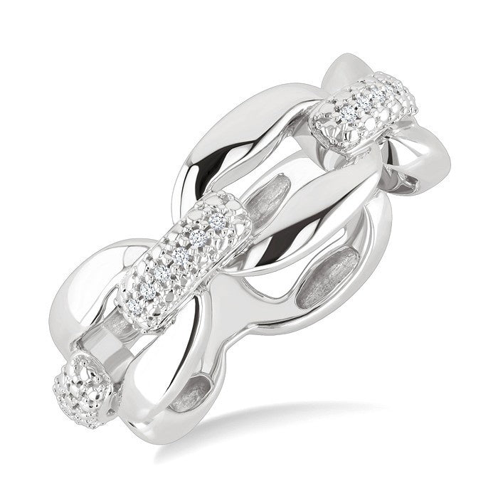 1/20 Ctw Round Cut Diamond Oval Shape D-Link Bold Fashion Ring in Sterling Silver