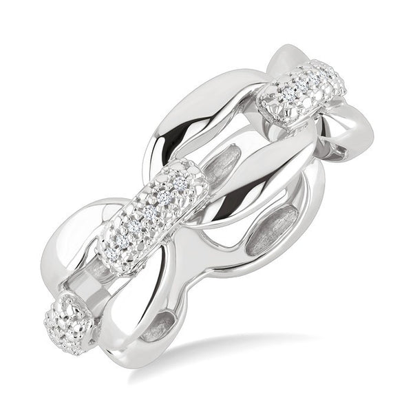 1/20 Ctw Round Cut Diamond Oval Shape D-Link Bold Fashion Ring in Sterling Silver