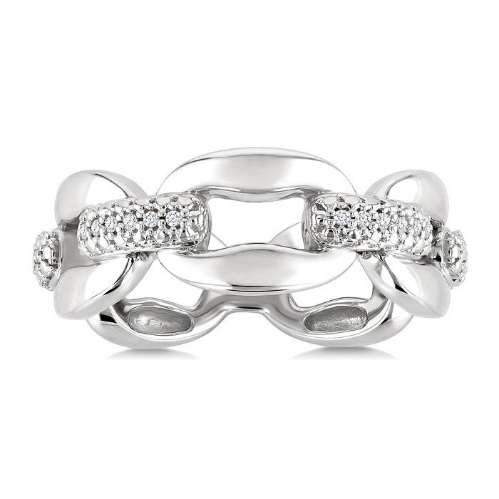 1/20 Ctw Round Cut Diamond Oval Shape D-Link Bold Fashion Ring in Sterling Silver