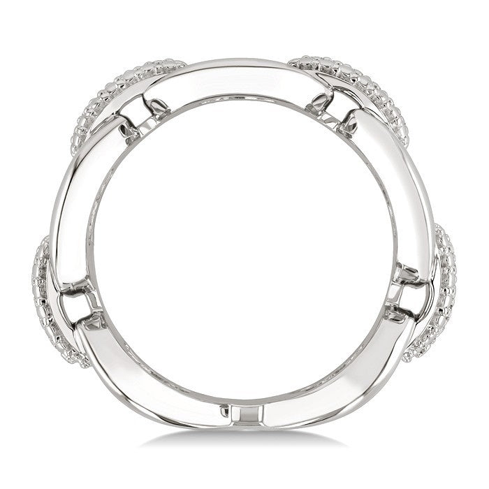 1/20 Ctw Round Cut Diamond Oval Shape D-Link Bold Fashion Ring in Sterling Silver