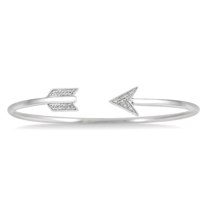 Silver Arrow Diamond Open Cuff Bangle