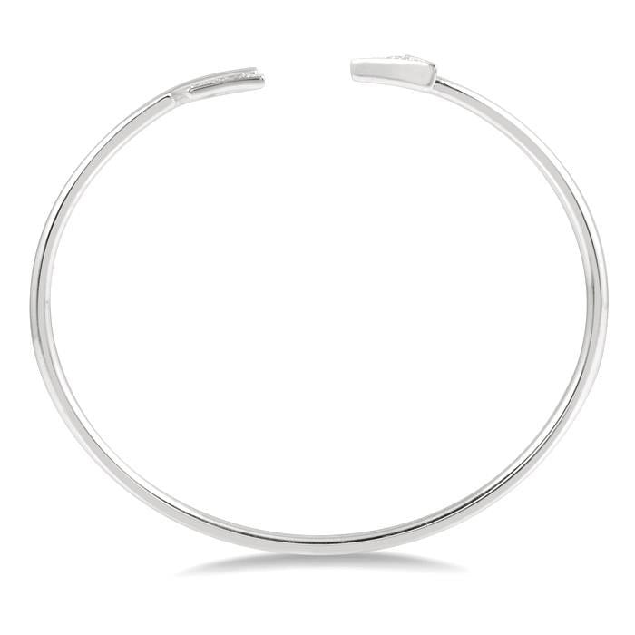 Silver Arrow Diamond Open Cuff Bangle