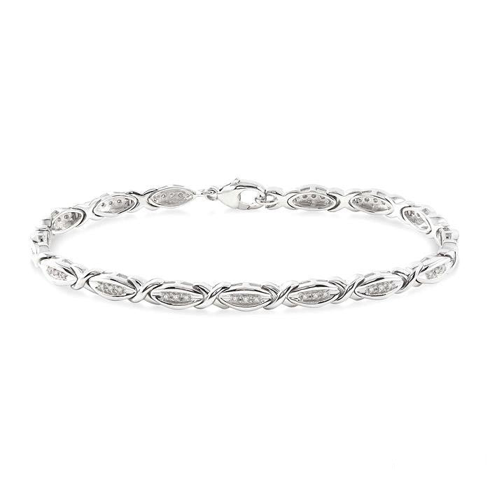 Silver 'X' Shape Diamond Bracelet
