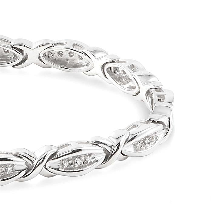 Silver 'X' Shape Diamond Bracelet