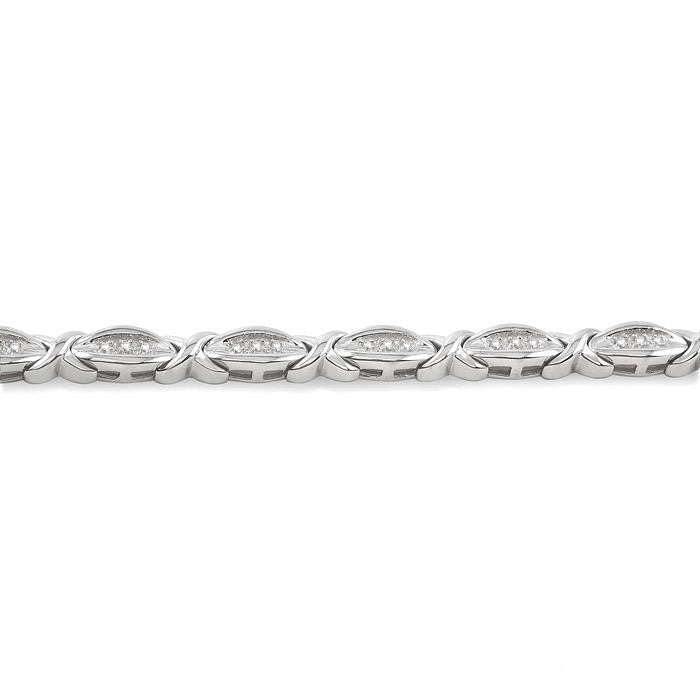 Silver 'X' Shape Diamond Bracelet