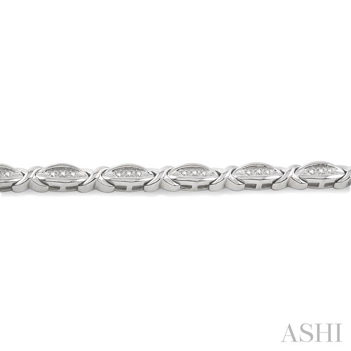 1/6 Ctw 'X' Shape Round Cut Diamond Bracelet in Sterling Silver