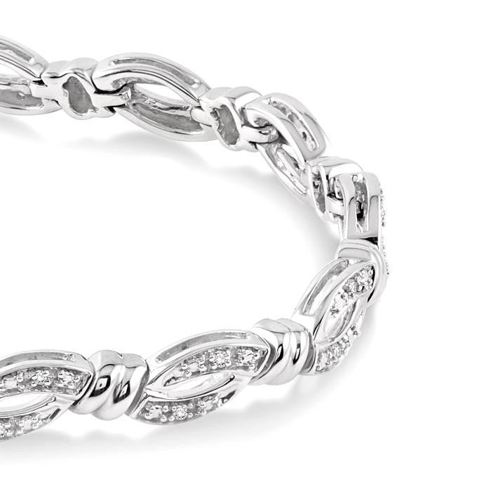 1/6 Ctw Knot Shape Round Cut Diamond Bracelet in Sterling Silver