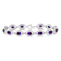 Silver Oval Shape Gemstone & Halo Diamond Bracelet