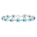 Silver Oval Shape Gemstone & Halo Diamond Bracelet