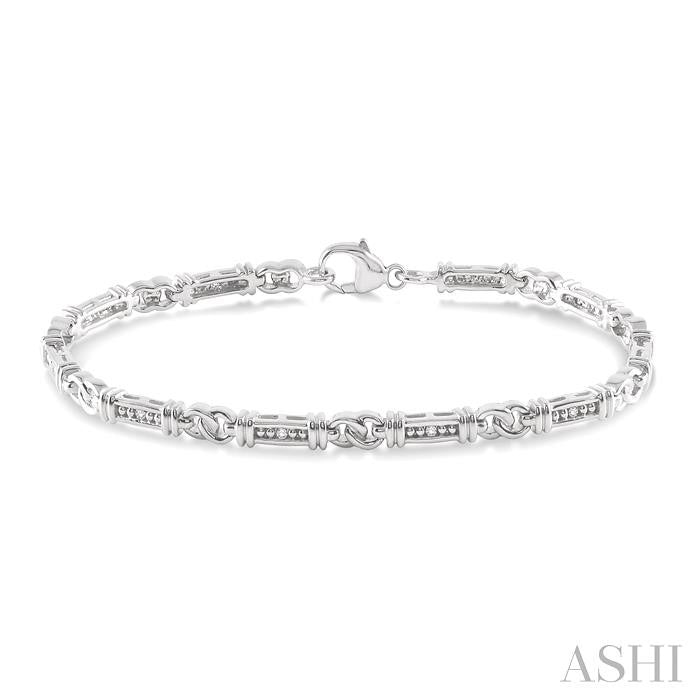 1/10 Ctw Knot Shape Round Cut Diamond Link Bracelet in Sterling Silver