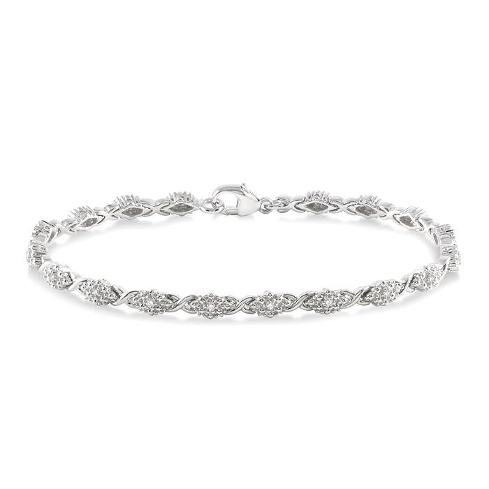 1/6 Ctw Round Cut Diamond Bracelet in Sterling Silver