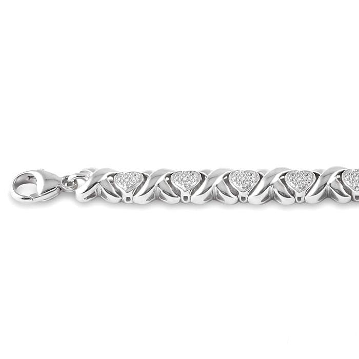Silver Heart Shape Diamond Bracelet