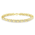 1/10 Ctw 'X' and Heart Round Cut Diamond Bracelet in Yellow Gold Vermeil