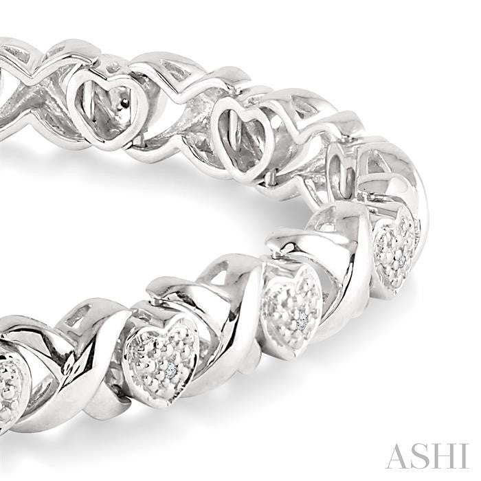 1/10 Ctw 'X' and Heart Shape Round Cut Diamond Bracelet in Sterling Silver