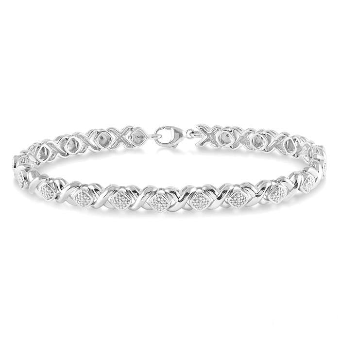 Silver 'X' Shape Diamond Bracelet