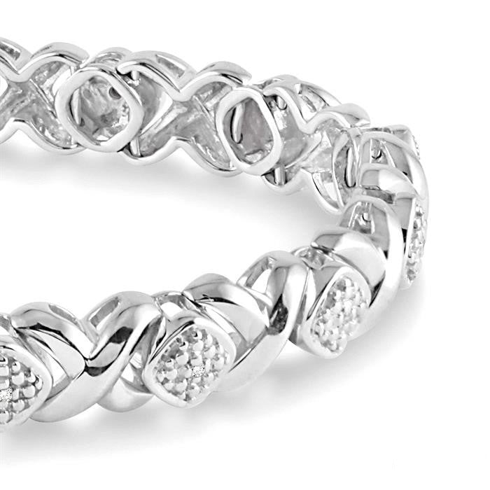 Silver 'X' Shape Diamond Bracelet