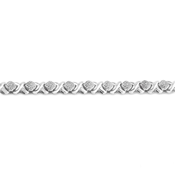 Silver 'X' Shape Diamond Bracelet