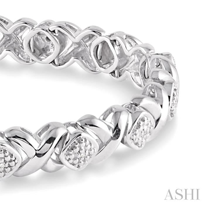 1/10 Ctw 'X' and SQ Round Cut Diamond Bracelet in Sterling Silver