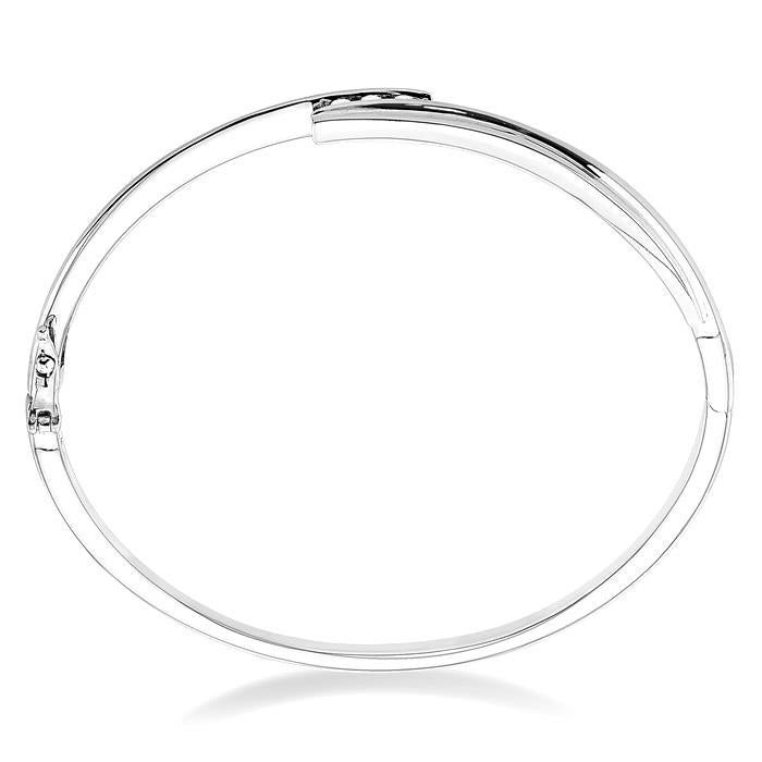 Silver 3 Stone Channel Set Diamond Fashion Bangle