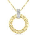 1/8 Ctw Cable Chain Inspired Bold Weave Circle Round Cut Diamond Pendant With Chain in Yellow Gold Vermeil