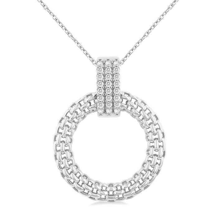 Silver Bold Circle Diamond Pendant