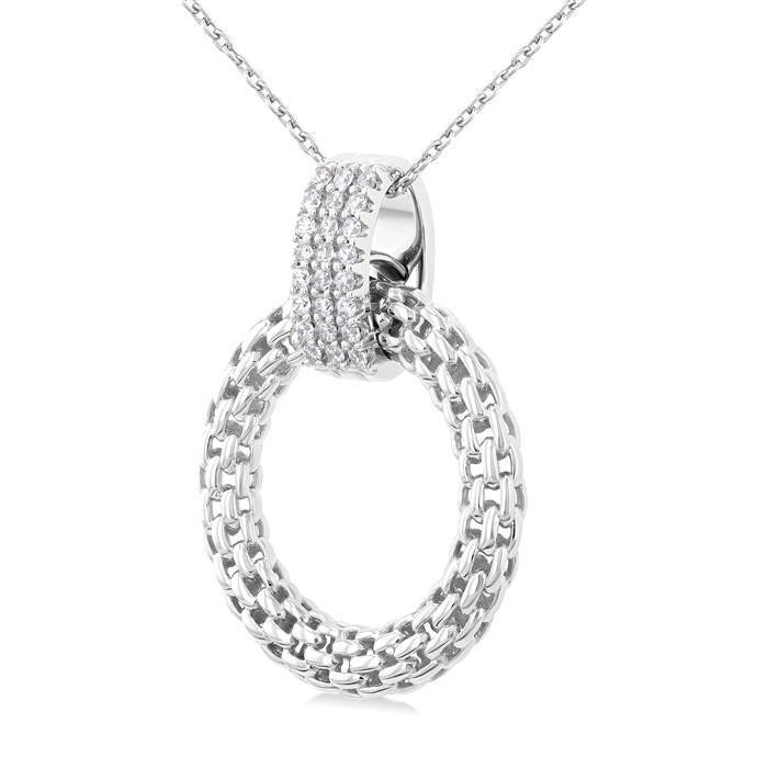 Silver Bold Circle Diamond Pendant