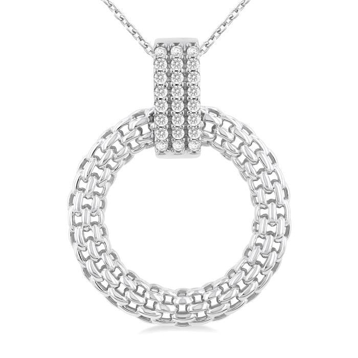 Silver Bold Circle Diamond Pendant