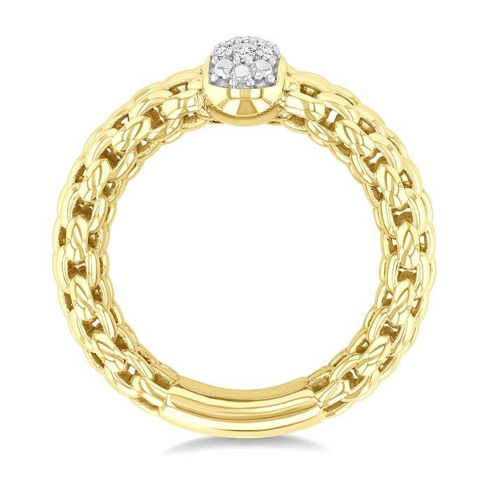 1/8 Ctw Bold Cable Chain Inspired Round Cut Diamond Fashion Ring in Yellow Gold Vermeil