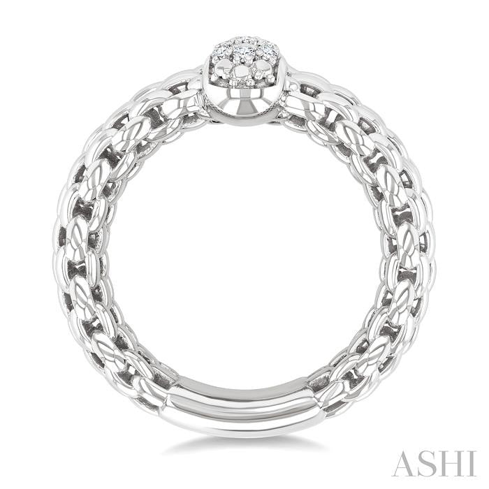 1/8 Ctw Bold Silver Cable Chain Inspired Round Cut Diamond Fashion Ring in Sterling Silver