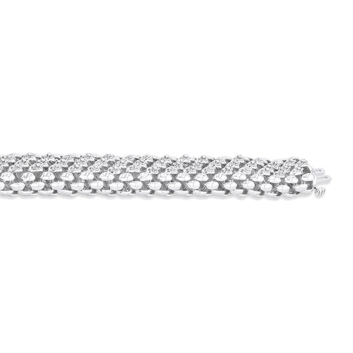 1/4 Ctw Bold Weave Hollow Cylindrical Design Round Cut Diamond Fashion Bracelet in Sterling Silver
