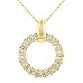 1/8 Ctw Cable Chain Inspired Bold Weave Circle Round Cut Diamond Pendant With Chain in Yellow Gold Vermeil