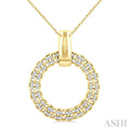 1/8 Ctw Cable Chain Inspired Bold Weave Circle Round Cut Diamond Pendant With Chain in Yellow Gold Vermeil