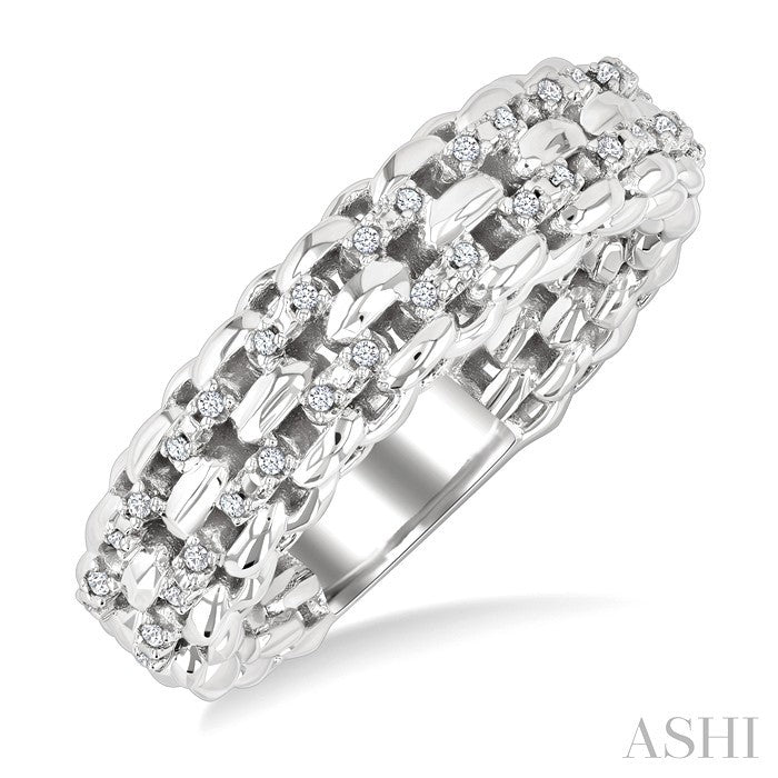 1/10 Ctw Bold Cable Chain Inspired Round Cut Diamond Fashion Ring in Sterling Silver