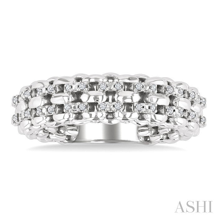 1/10 Ctw Bold Cable Chain Inspired Round Cut Diamond Fashion Ring in Sterling Silver