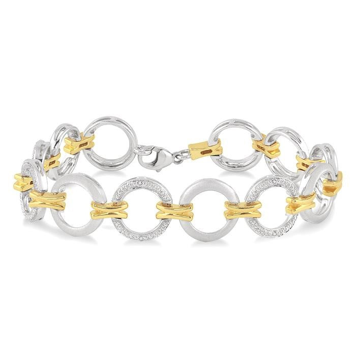 1/10 Ctw Round Cut Diamond Circle Bracelet in Sterling Silver