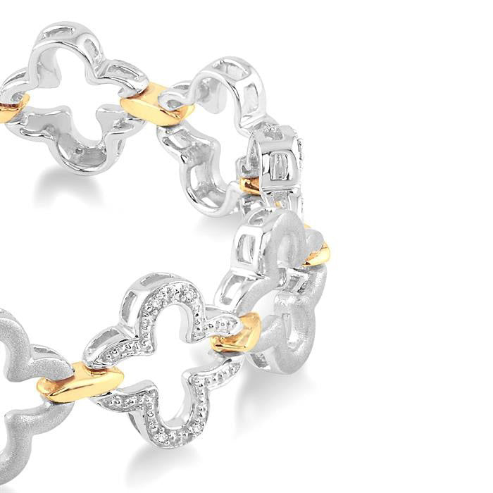 Silver Clover Diamond Fashion Bracelet