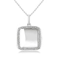 1/10 Ctw Square Shape Round Cut Diamond Keepsake Locket Pendant With Chain in Sterling Silver