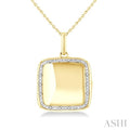 1/10 Ctw Square Shape Round Cut Diamond Keepsake Locked Pendant With Chain in Yellow Gold Vermeil