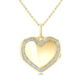 1/10 Ctw Heart Shape Round Cut Diamond Keepsake Locked Pendant With Chain in Yellow Gold Vermeil