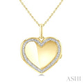 1/10 Ctw Heart Shape Round Cut Diamond Keepsake Locked Pendant With Chain in Yellow Gold Vermeil