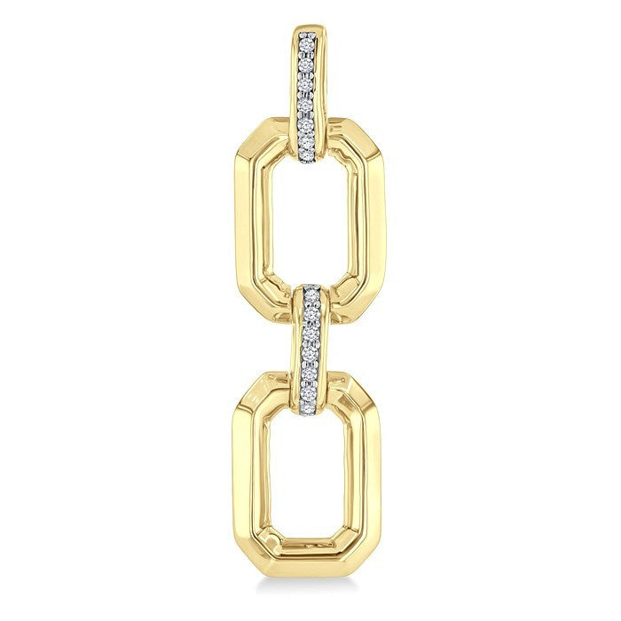 1/10 Ctw Bold Octagonal Link Round Cut Diamond Fashion Earrings in Yellow Gold Vermeil