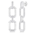 Silver Bold Open Link Diamond Fashion Earrings