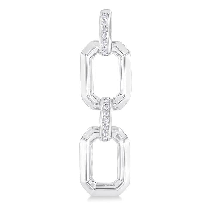 Silver Bold Open Link Diamond Fashion Earrings