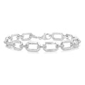 1/10 Ctw Emerald Shape D-Link Round Cut Diamond Fashion Bracelet in Sterling Silver