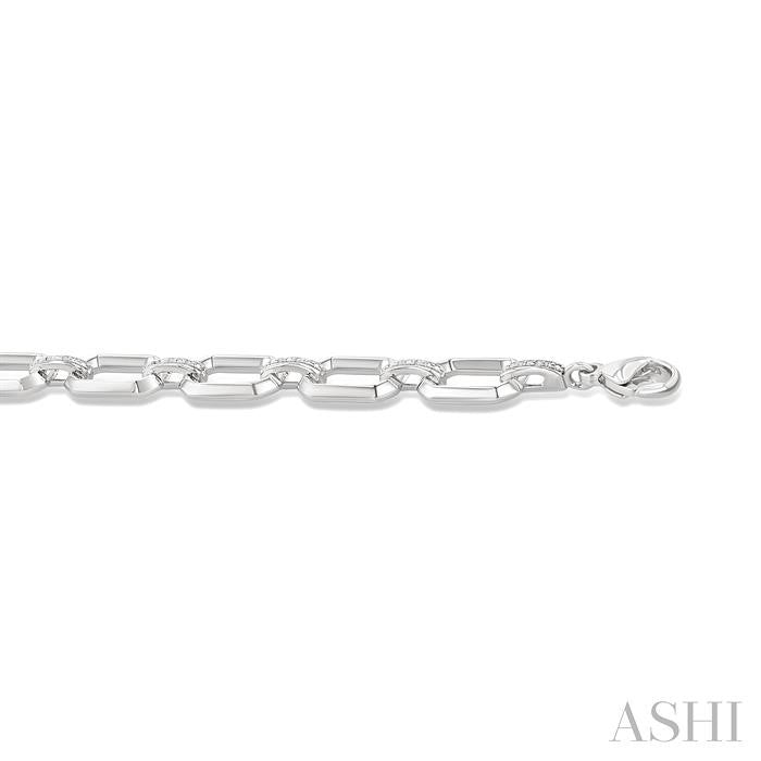 Silver Bold Rectangular Shape Link Diamond Fashion Bracelet
