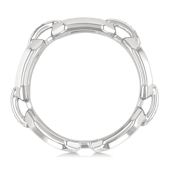 1/20 Ctw Bold Open Window Octagonal Shape D-Link Round Cut Diamond Ring in Sterling Silver