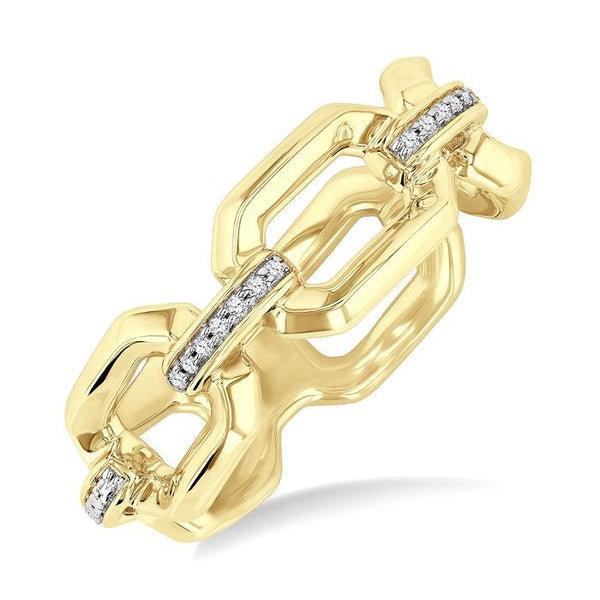 1/20 Ctw Bold Octagonal Link Round Cut Diamond Fashion Ring in Yellow Gold Vermeil